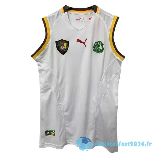 Nouveau Maillot Sans Manches Cameroun Retro 2002 Blanc