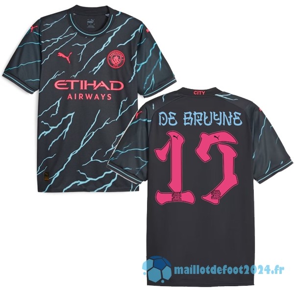 Nouveau NO.17 De Bruyne Third Maillot Manchester City 2023 2024 Noir