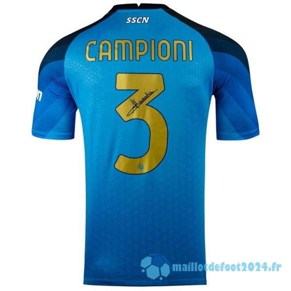 Nouveau NO.3 Campioni Thailande Domicile Maillot Napoli 2022 2023 Bleu