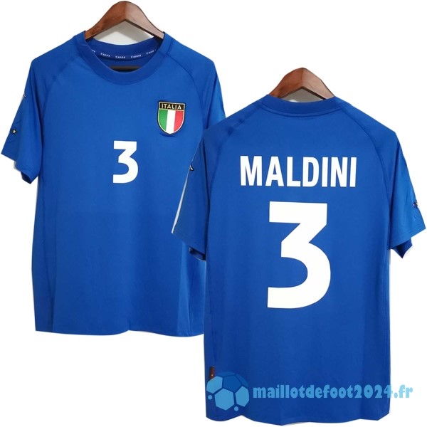 Nouveau NO.3 Maldini Domicile Maillot Italy Retro 2000 Bleu