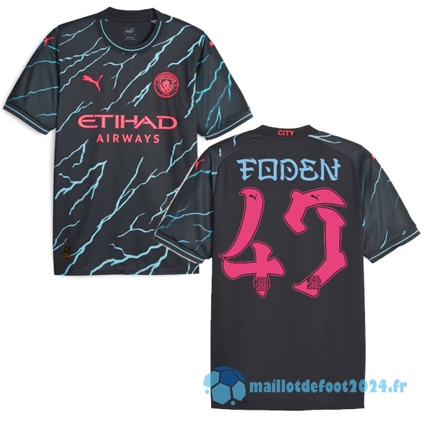 Nouveau NO.47 Foden Third Maillot Manchester City 2023 2024 Noir