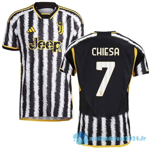 Nouveau NO.7 Chiesa Thailande Domicile Joueurs Maillot Juventus 2023 2024 Jaune Noir