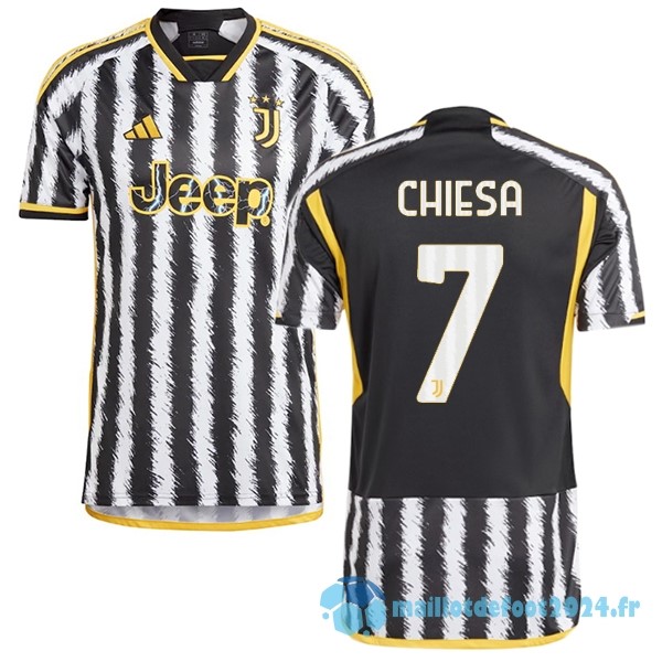 Nouveau NO.7 Chiesa Thailande Domicile Maillot Juventus 2023 2024 Jaune Noir