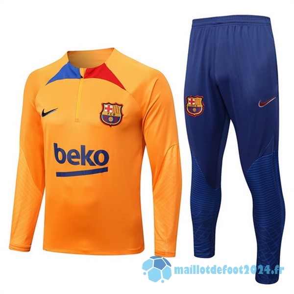 Nouveau Survêtements Enfant Barcelona 2022 2023 Orange Bleu