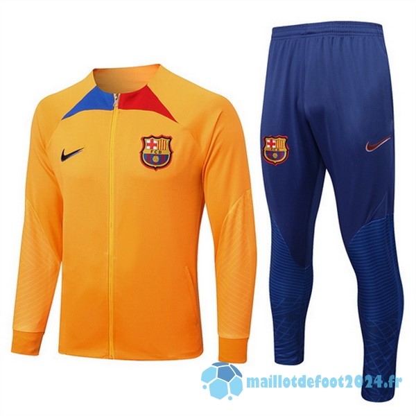 Nouveau Survêtements Enfant Barcelona 2022 2023 Orange II Bleu