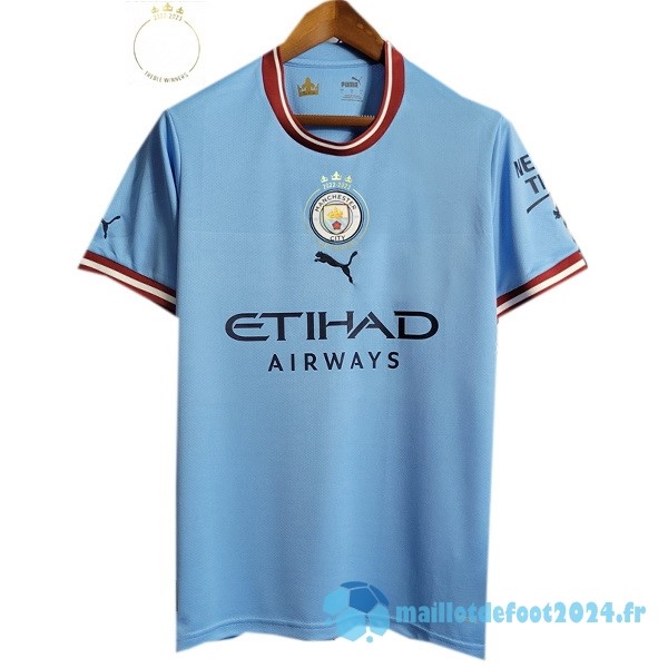 Nouveau Thailande Domicile Campeón Maillot Manchester City 2022 2023 Bleu