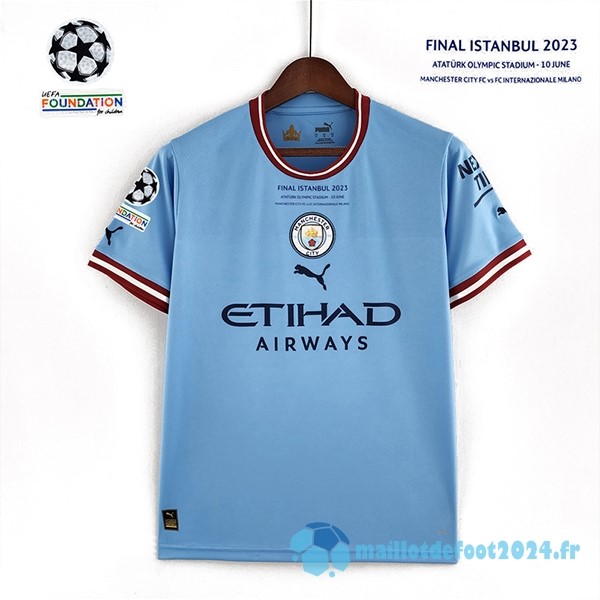 Nouveau Thailande Domicile Maillot Champions League Finales Manchester City 2022 2023 Bleu