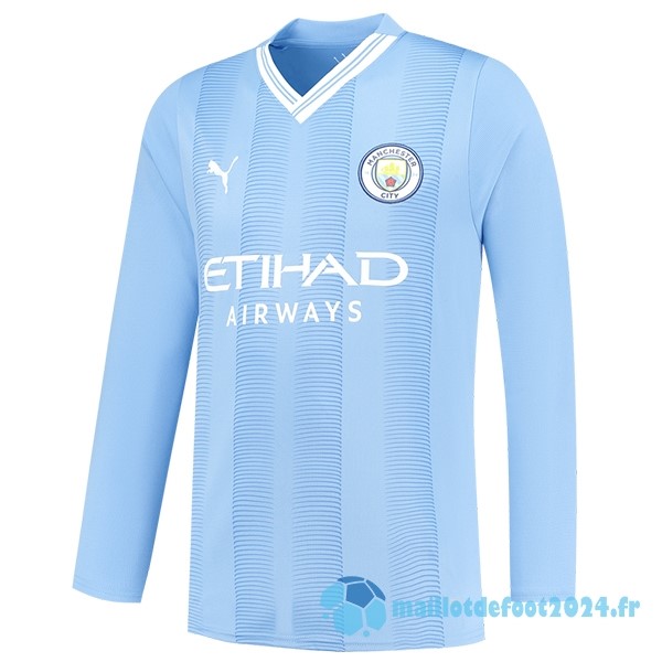 Nouveau Thailande Domicile Manches Longues Manchester City 2023 2024 Bleu