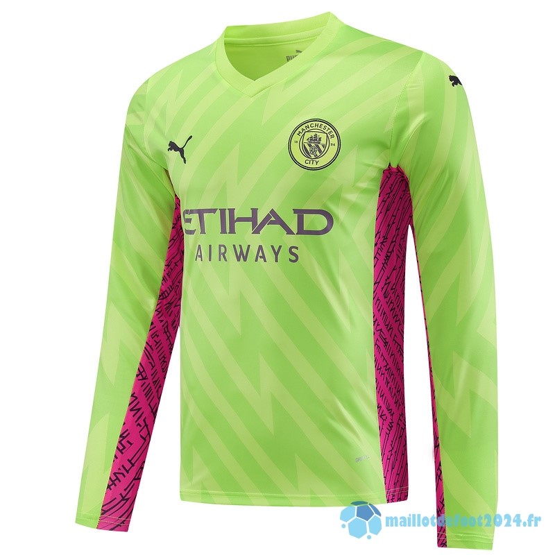 Nouveau Thailande Gardien Manches Longues Manchester City 2023 2024 Jaune Vert