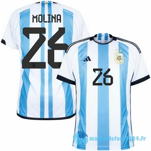 Nouveau Thailande NO.26 Molina Domicile Maillot Argentine 2022 Bleu