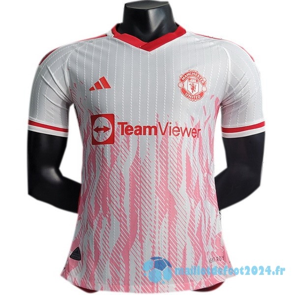 Nouveau Thailande Spécial Joueurs Maillot Manchester United 2023 2024 Blanc Rouge