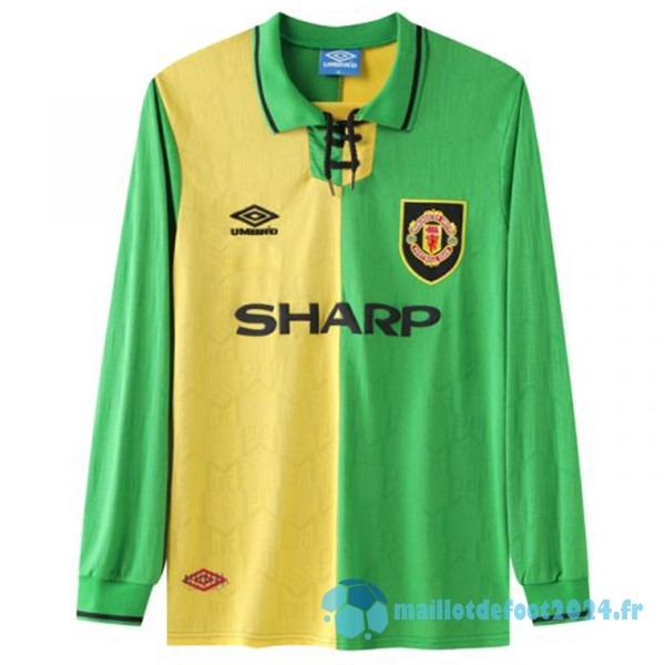 Nouveau Third Manches Longues Manchester United Retro 1992 1994 Vert Jaune