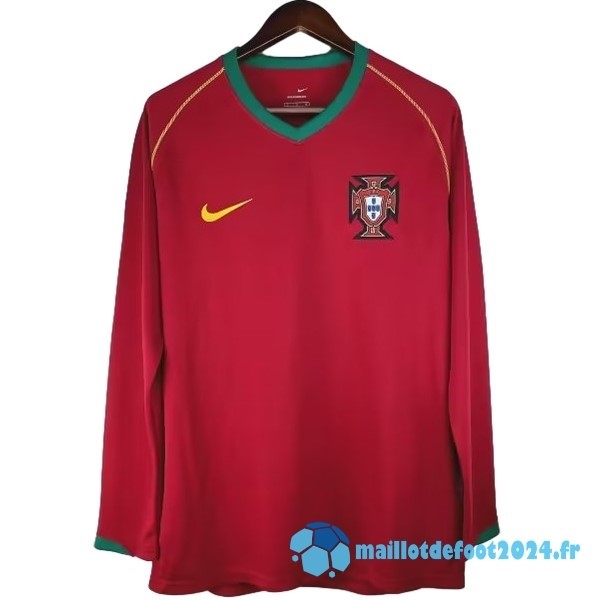 Nouveau Domicile Maillot Manches Longues Portugal Retro 2006 Rouge