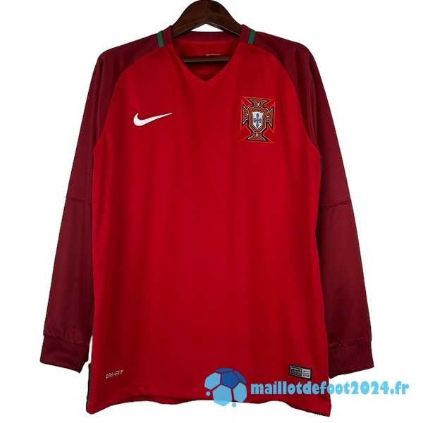 Nouveau Domicile Maillot Manches Longues Portugal Retro 2016 Rouge