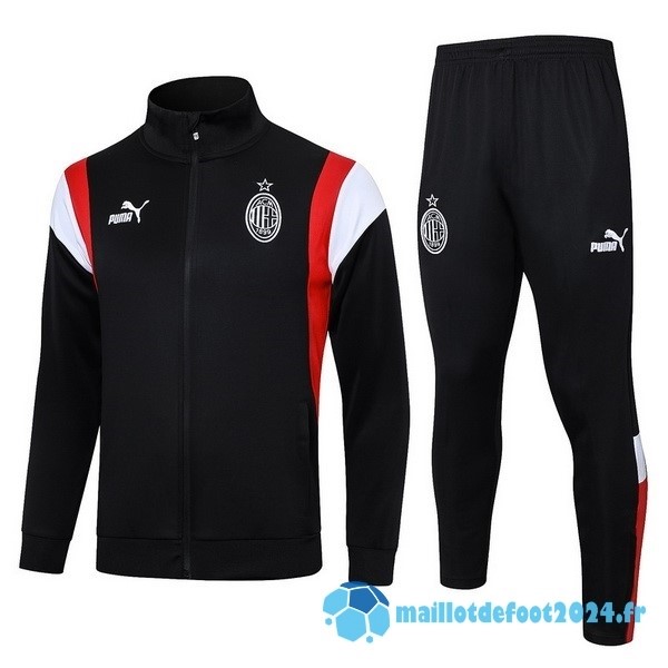 Nouveau Ensemble Complet Ensemble Complet longue fermeture éclair vêtements De Sport AC Milan 2023 2024 Noir Blanc Rouge