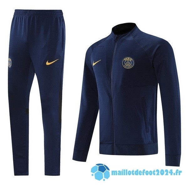 Nouveau Ensemble Complet Ensemble Complet longue fermeture éclair vêtements De Sport Paris Saint Germain 2023 2024 Bleu II Marine