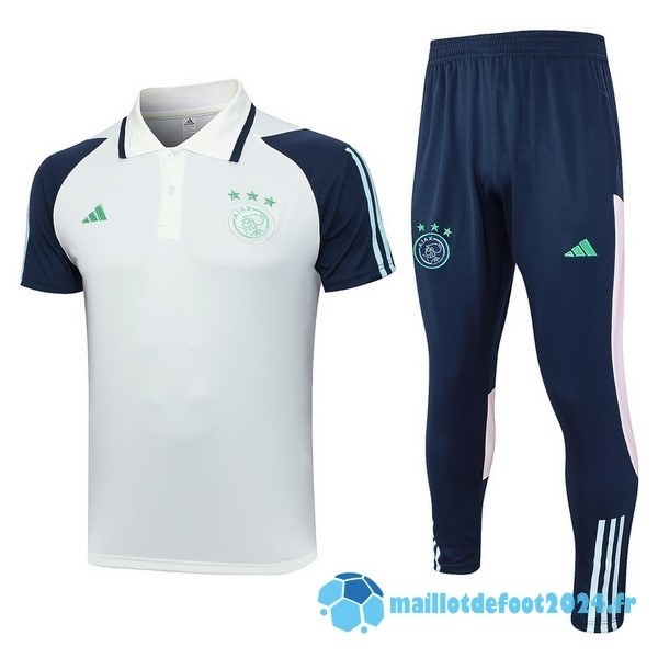 Nouveau Ensemble Complet Polo Ajax 2023 2024 Blanc Bleu