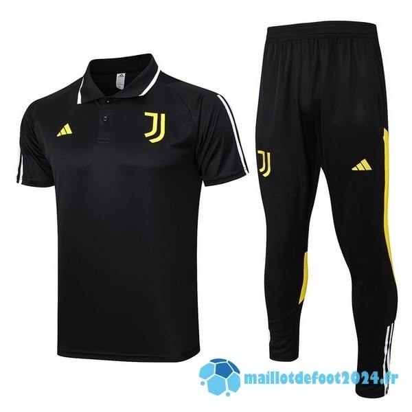 Nouveau Ensemble Complet Polo Juventus 2023 2024 Noir Jaune