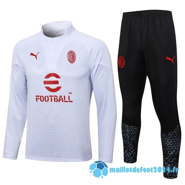 Nouveau Ensemble Complet Sudadera Entrainement AC Milan 2023 2024 Blanc II Noir Rouge