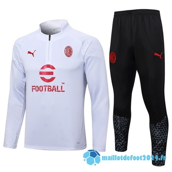 Nouveau Ensemble Complet Sudadera Entrainement AC Milan 2023 2024 Blanc I Noir Rouge