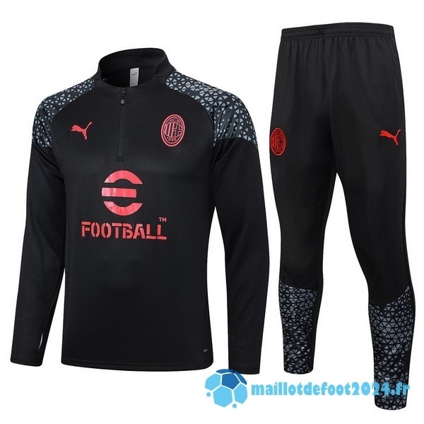 Nouveau Ensemble Complet Sudadera Entrainement AC Milan 2023 2024 Noir Rouge Gris