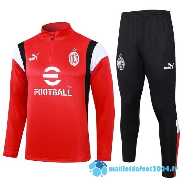 Nouveau Ensemble Complet Sudadera Entrainement AC Milan 2023 2024 Rouge I Noir Blanc