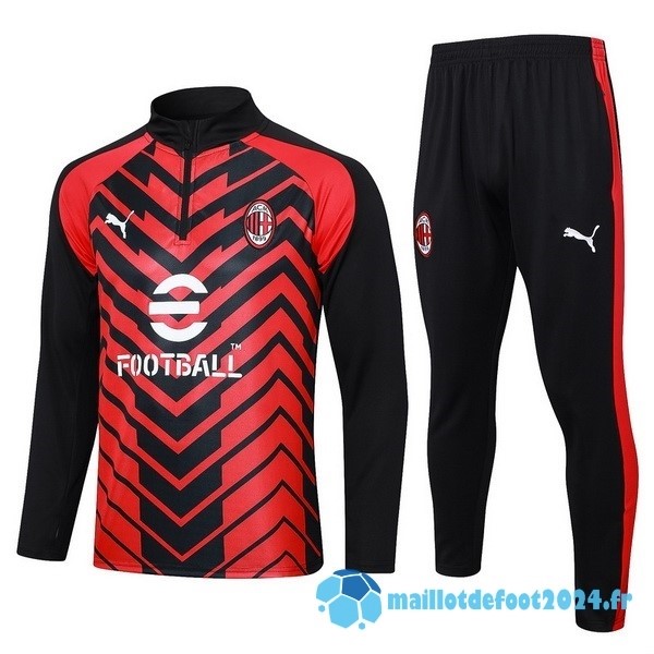 Nouveau Ensemble Complet Sudadera Entrainement AC Milan 2023 2024 Rouge Noir Blanc