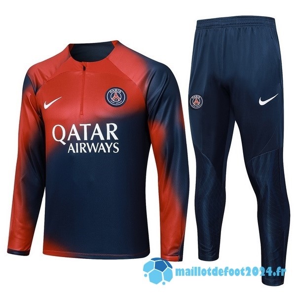 Nouveau Ensemble Complet Sudadera Entrainement Paris Saint Germain 2023 2024 Bleu Marine I Rouge