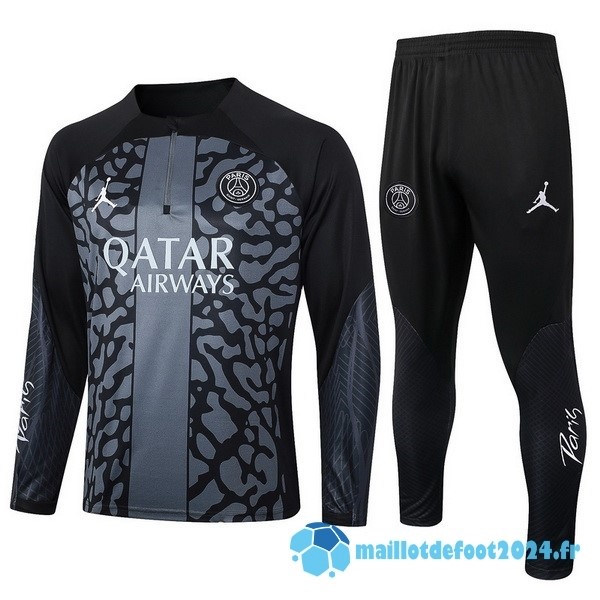 Nouveau Ensemble Complet Sudadera Entrainement Paris Saint Germain 2023 2024 Gris I Noir