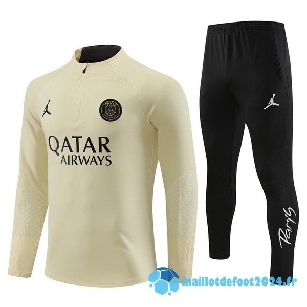 Nouveau Ensemble Complet Sudadera Entrainement Paris Saint Germain 2023 2024 Jaune Noir