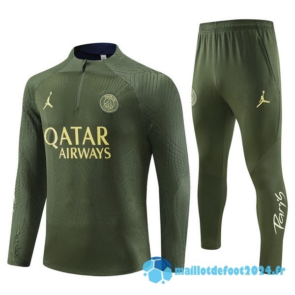 Nouveau Ensemble Complet Sudadera Joueurs Entrainement Paris Saint Germain 2023 2024 Vert