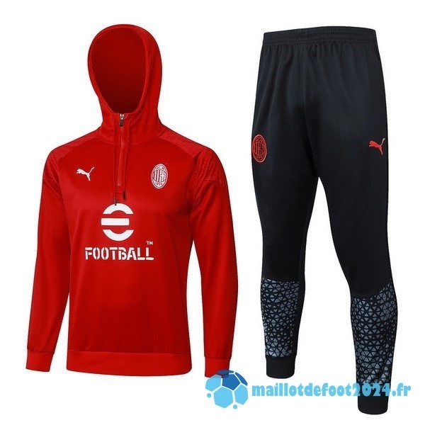 Nouveau Ensemble Complet Veste Con Capucha AC Milan 2023 2024 Rouge Noir