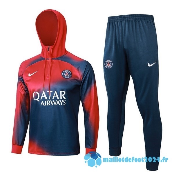 Nouveau Ensemble Complet Veste Con Capucha Paris Saint Germain 2023 2024 Rouge Bleu