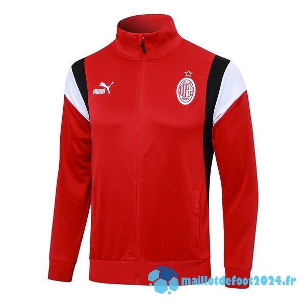 Nouveau Ensemble Complet longue fermeture éclair vêtements De Sport AC Milan 2023 2024 Rouge Blanc Noir