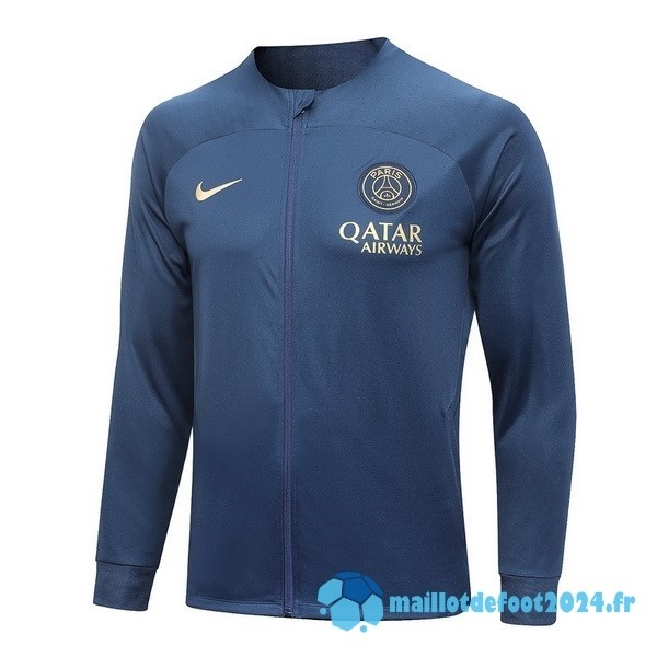 Nouveau Ensemble Complet longue fermeture éclair vêtements De Sport Paris Saint Germain 2023 2024 Bleu Marine