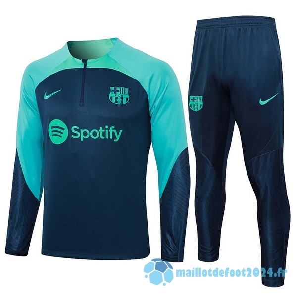 Nouveau Conjunto Completo Sudadera Entrainement Enfant Barcelona 2023 2024 Bleu Marine I Vert