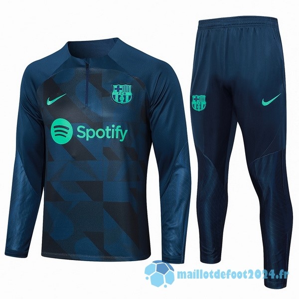 Nouveau Conjunto Completo Sudadera Entrainement Enfant Barcelona 2023 2024 Bleu Marine Vert