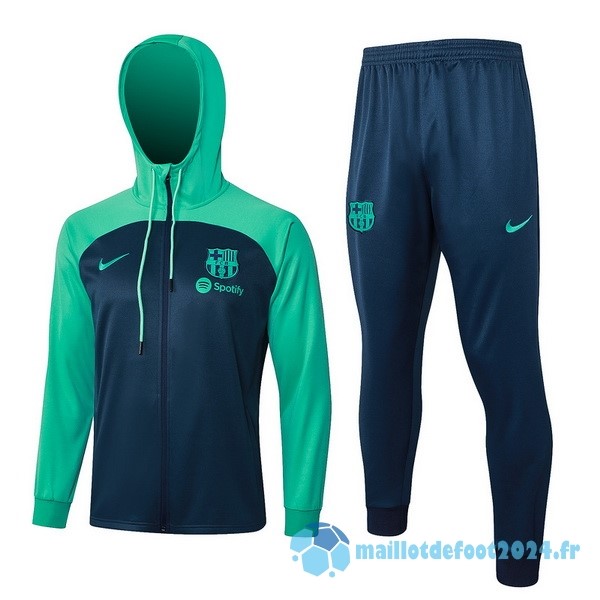 Nouveau Conjunto Completo Veste Con Capucha Enfant Barcelona 2023 2024 Vert I Bleu