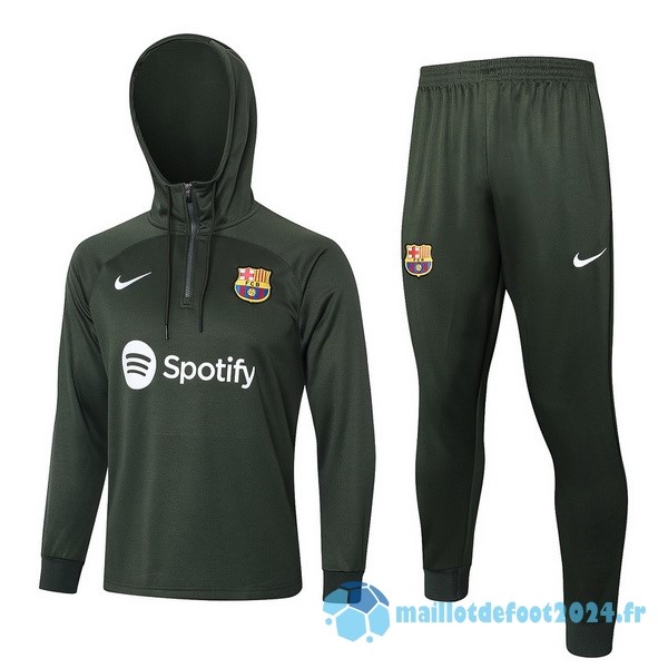 Nouveau Conjunto Completo Veste Con Capucha Enfant Barcelona 2023 2024 Vert Marine