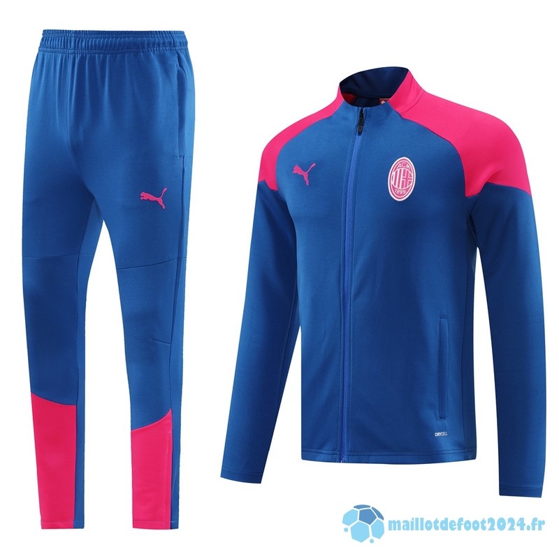 Nouveau Ensemble Complet Ropa Deportiva Con Cremallera Larga AC Milan 2024 2025 Bleu Rose