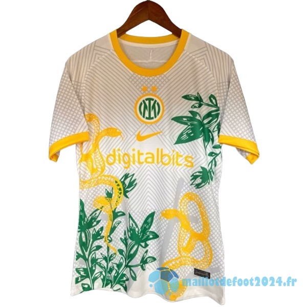 Nouveau Thailande Spécial Maillot Inter Milán 2024 2025 Blanc Jaune