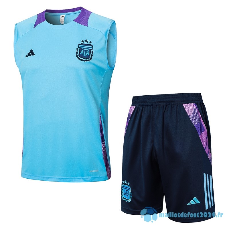 Nouveau Entrainement Sans Manches Ensemble Complet Argentine 2024 Bleu Noir Purpura