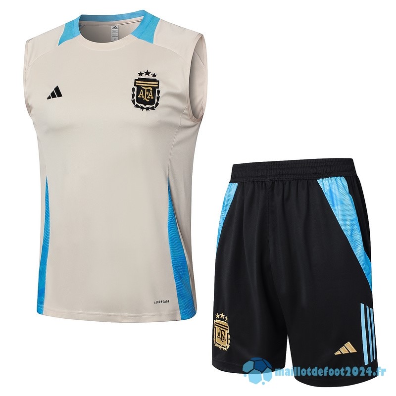 Nouveau Entrainement Sans Manches Ensemble Complet Argentine 2024 Jaune Bleu Noir